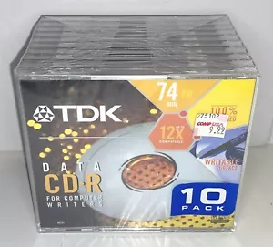 NEW TDK CD-R 650MB 74 Min 12x Recordable Compact Disc SEALED 10 PACK - Picture 1 of 2
