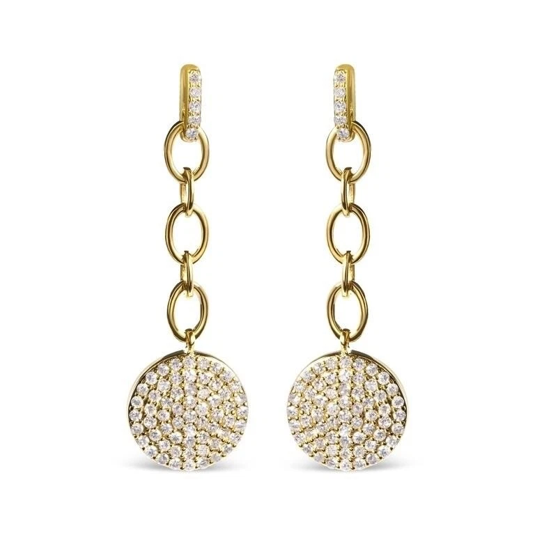 Glittery 1.00ct Diamond Cluster Chain Earrings W/ Apprasial - Image 1 of 2