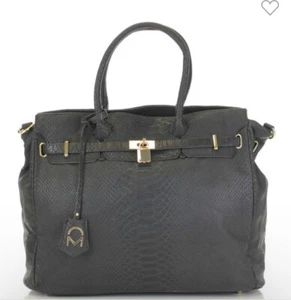 Noble Mount Textured black Womens Purse Structured Shoulder Strap & Handles - Picture 1 of 1