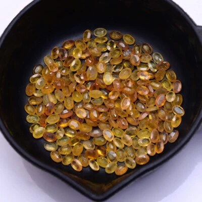 Lote al por mayor de 20 piezas de piedras preciosas sueltas de corte ovalado de zafiro amarillo natural de 6 mm * 4 mm Foto 1 de 4