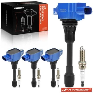 4x Blue Ignition Coil &4x DOUBLE IRIDIUM Spark Plug Kits for Nissan Altima Versa - Picture 1 of 10