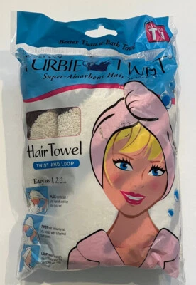 Toalla de pelo Turbie Twist original ~ rayas cebra ~ nueva en paquete ~ talla única para todos Foto 1 de 2