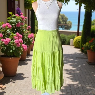 Falda midi verde lima de colección New Direction caprichosa de hadas en capas - para mujer talla M Foto 1 de 4