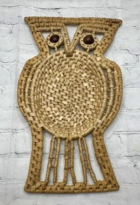 MCM Eulenkorb / Wandbehang aus Rattan - Bild 1 von 3