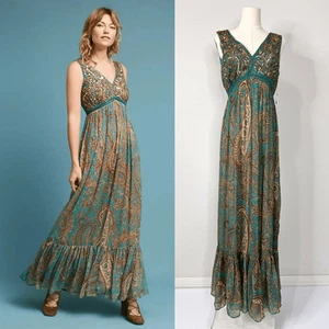 NWT Anthropologie Ranna Gill Beaded Maxi Dress 4 Whimsygoth Wedding Fairy Boho - Picture 1 of 14