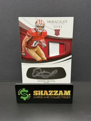 2018 Panini Immaculate DANTE PETTIS Eye Black RPA Rookie Patch Auto 49ers AU RC  - Image 1 of 4