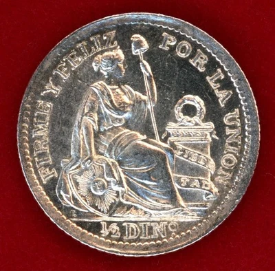 Peru - 1916/15 FG 1/2 Dinero Gem Frosty Unc - Image 1 of 2
