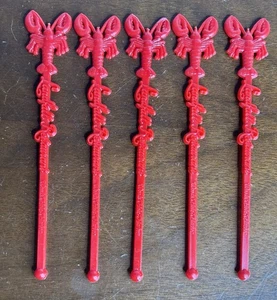 5 Vintage LOBSTER swizzle sticks, Landfall Restaurant, Woods Hole Harbor - Picture 1 of 5