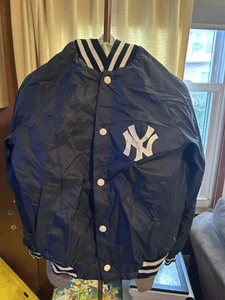 VINTAGE 80s New York Yankees Youth  Large Nylon Snap  Jacket MLB Official Sears - Picture 1 of 17