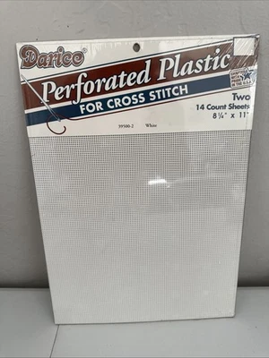 Darice Perforated Plastic 2 Sheets 14 Count Ivory 8 1/4" x 11" New - Image 1 of 3