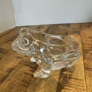 Vintage Vannes Le Chatel Crystal Frog Figure Candy Dish Bowl Ashtray France - Picture 1 of 6