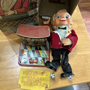 Rosko Toys Tin Battery Operated Bartender Smoking Man 1960s Japan/ needs repair - Picture 1 of 9