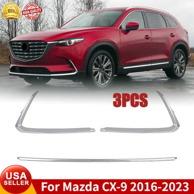 Moldura de barra frontal cromada izquierda+derecha para Mazda CX-9 2016-2023 EE. UU. Foto 1 de 4