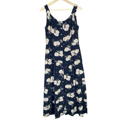 Vintage INC 100% Silk Floral Midi Dress Size 2 Button Up Long Romantic Feminine - Image 1 of 4