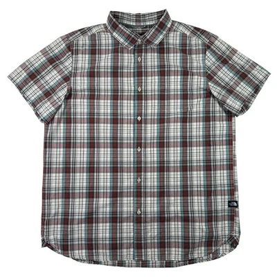 Camisa de manga corta The North Face Hammets para hombre XL roja y blanca a cuadros con botones Foto 1 de 4