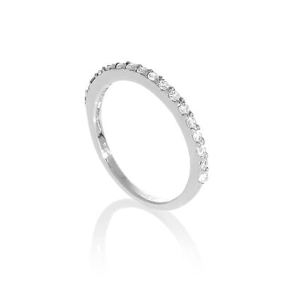 Sterling Silver & Clear CZ Crystal Half Eternity Ring Size H - W - Image 1 of 3