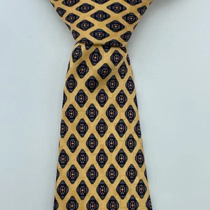 JZ RICHARDS Silk Tie Extra Long 4" Gold Geometric Pattern Mens Workwear USA - Picture 1 of 7