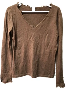 HAROLD’S Women's Size Medium Silk Blend Sweater brown With Fringe - Picture 1 of 5
