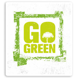 2 x 10cm Rustic Go Green Vinyl Stickers - Planet Earth Laptop Sticker #34366