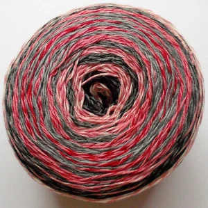 89,50 €/kg - Farbverlaufsgarn 200g, Bobbel Butterfly, rosa-grau-rot (502) - Bild 1 von 2