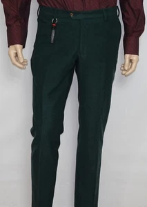 New Marco Pescarolo Napoli Dress Pants in Green W34"xL30" SLIM Made in ITALY - Picture 1 of 24
