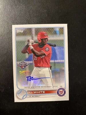 2022 Topps Pro Debut #PD-191 T.J. White Autograph Nationals - Bottom Left Damage - Image 1 of 2