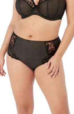 NWOT Elomi 4388 Charley Full Brief Knickers Semi Sheer Mesh Black Women's Sz XL - Image 1 of 4