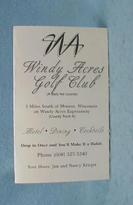 Windy Acres Scorekarte - Monroe, WI - Bild 1 von 1