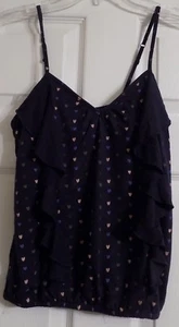 NEW Women's Navy Blue Heart Theme American Eagle Camisole Sleeveless Shirt XS - Picture 1 of 4