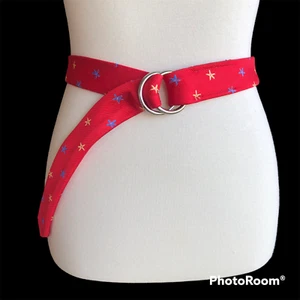NWOT Lands End Red Silk Starfish Belt Womens M Preppy Grand Millennial Beach - Picture 1 of 3
