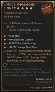 X'Fal's Corrided Signet 4GA Ring Diablo 4 ETERNAL REALM NON-SEASON SC D4 PS5 - Picture 1 of 1