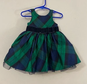 Janie and Jack Kleid Mädchen 3-6 Monate blau & grün kariert neu mit Etikett cl Urlaub Unterhose - Bild 1 von 5