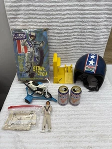 Evil Kenevil Stunt Motorcycle, 2 Empty Cans Of Evil Ale, & Boeri Sport Helmet - Picture 1 of 24