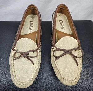 Coasters Vintage Tan Canvas Flat Loafer Non Slip Sz 7.5 Comfort Nautical Preppy - Picture 1 of 7