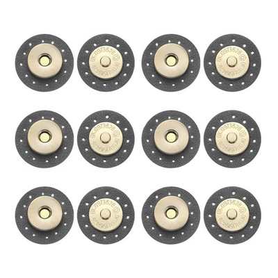 6 Pc Leather Magnetic Snaps Buttons, Purse Buckle Fasteners, Grey (Round) - Image 1 of 4