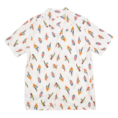 LEVI'S Mens Hawaiian Shirt White Animal Print S - Image 1 of 4