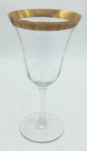 Tiffin-Franciscan Minton Optic Glass Gold Encrusted Goblet 6 & 1/2" Tall - Picture 1 of 5