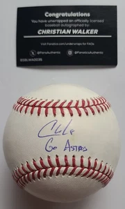 RARE Christian Walker Go Astros Signed Auto OML Baseball MLB Fanatics COA - Picture 1 of 8