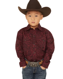 Roper Boys' Paisley Print Long Sleeve Snap Western Shirt - 03-030-0225-1012 WI - Picture 1 of 9