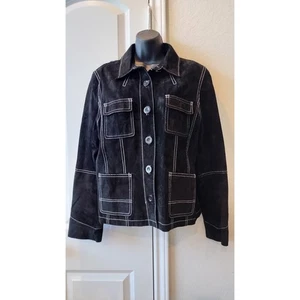 Uniform John Paul Richard leather Black suede Retro jacket Size 14 - Picture 1 of 13