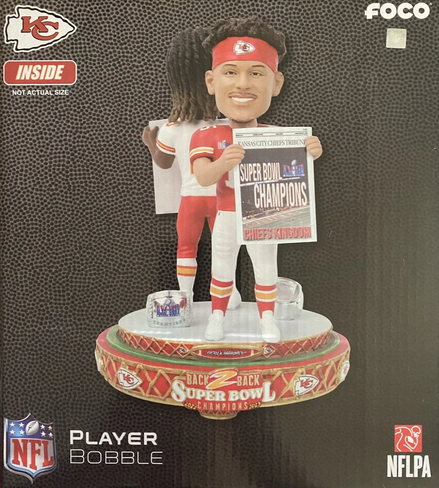 Patrick Mahomes & Justin Reid Chiefs SB LVIII Champions двойной спиннер качающаяся голова - Изображение 1 из 1