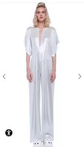 Norma Kamali NWT Silver Rectangle Jumpsuit Low Cut V Neckline - Picture 1 of 5