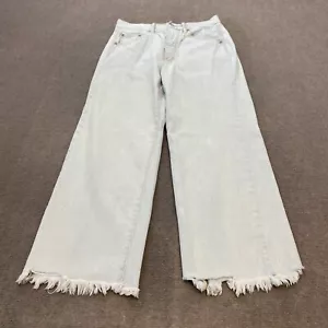 American Eagle Capri Womens 4 Sky Blue Denim Raw Hem Y2K Wide Leg Button Fly 24" - Picture 1 of 13