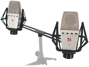 2) Se Electronics T2 Studio Recording Microphones w/Titanium Capsules+Mount+Case - Picture 1 of 12