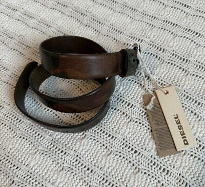 Cinturón Bochion Vintage Diesel Para Hombre Oliva/Verde 90cm Camuflaje Y2K Cuero Tachonado Nuevo Con Etiquetas Foto 1 de 4