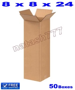 50 - 8x8x24 Cardboard Boxes 32-ECT Mailing Packing Shipping Corrugated Carton - Bild 1 von 1