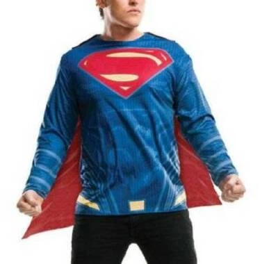 Superman Halloween Costume Large Dawn of Justice 2 Pc Blue Shirt & Cape Mens - Image 1 of 4