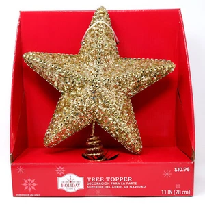 "TAPA DE ÁRBOL HOLIDAY TIME H12756 LENTEJUELAS DE ORO GRUESO 11" - ¡NUEVO! - Imagen 1 de 1
