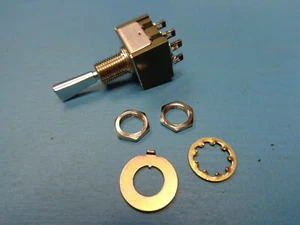 (1) M2028ES1W01 NKK SWITCH MOMENTARY TOGGLE DPDT 6A 125VAC MOM-OFF-MOM NEW OS - Picture 1 of 2