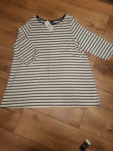 Lipsy Cream And Black Stripped Tunic Style Top In Size 20 Brand New With Tags - Picture 1 of 4